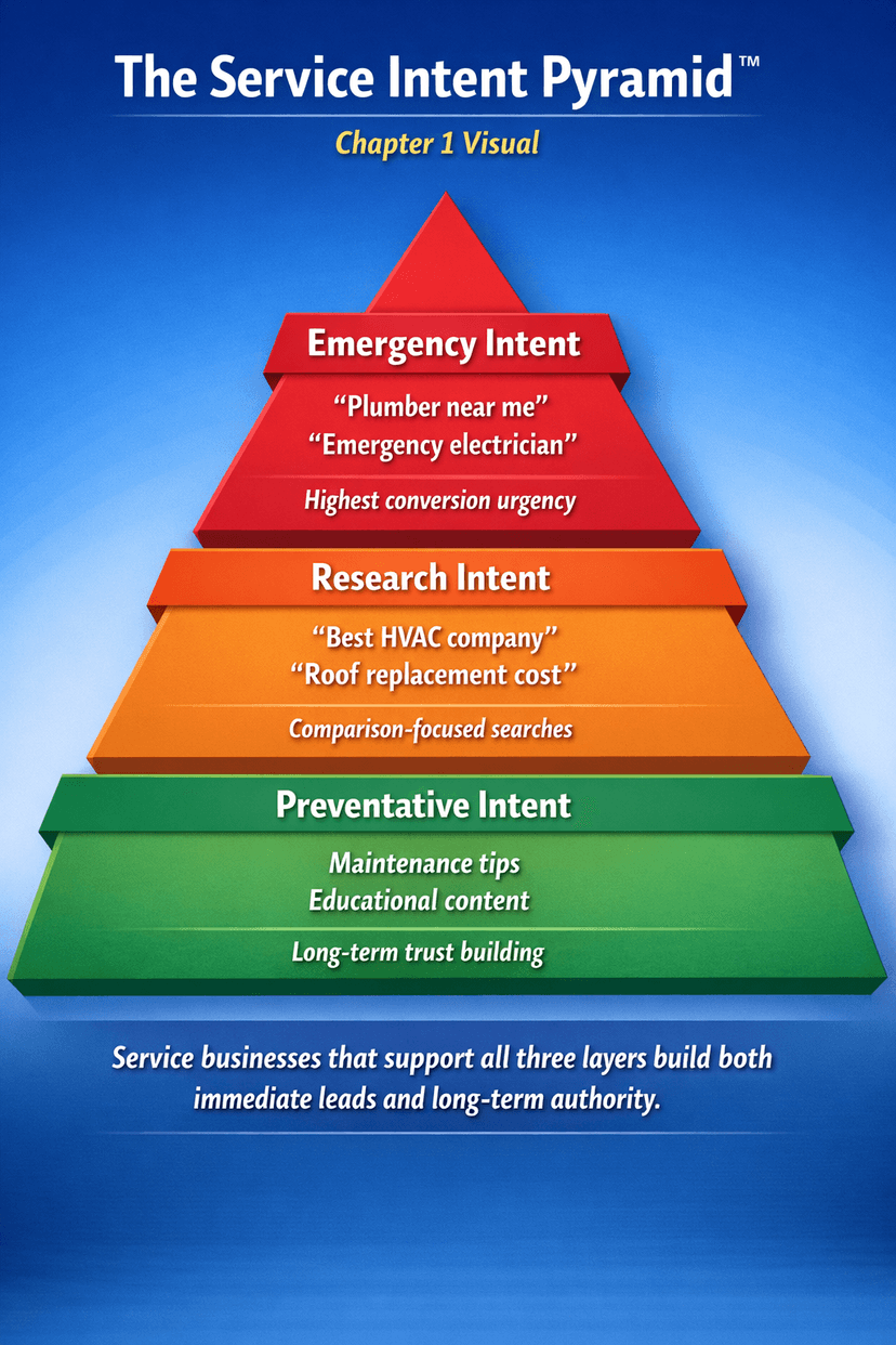 The Service Intent Pyramid™ — Emergency, Research, and Preventative intent layers